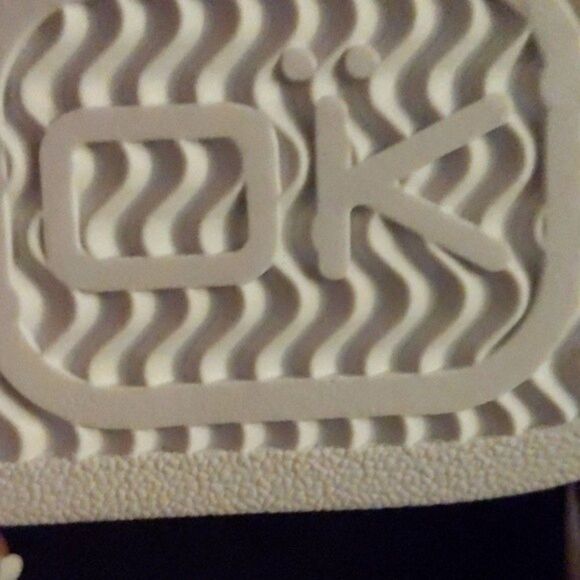 OK white faux leather sneakers, white laces, animal print heel yoke, 8.5 - Picture 7 of 8